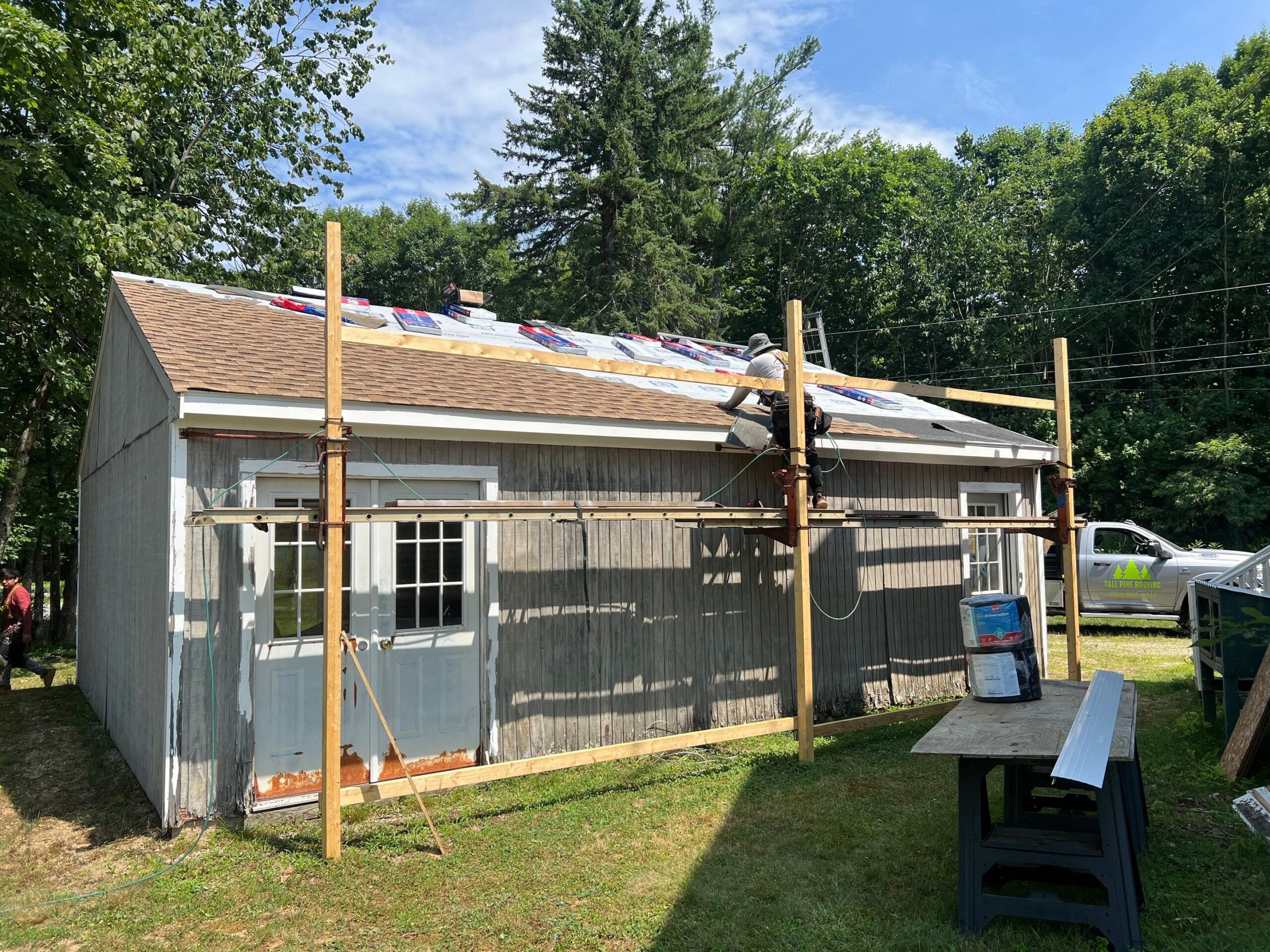 Photo of a new roof being installed in Northwood, NH